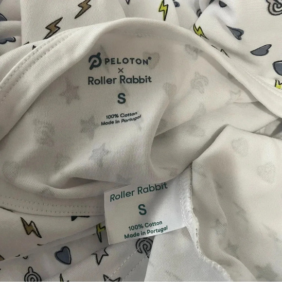 Roller Rabbit X Peloton Long Sleeve Pajama Top Size Small White - Picture 7 of 7